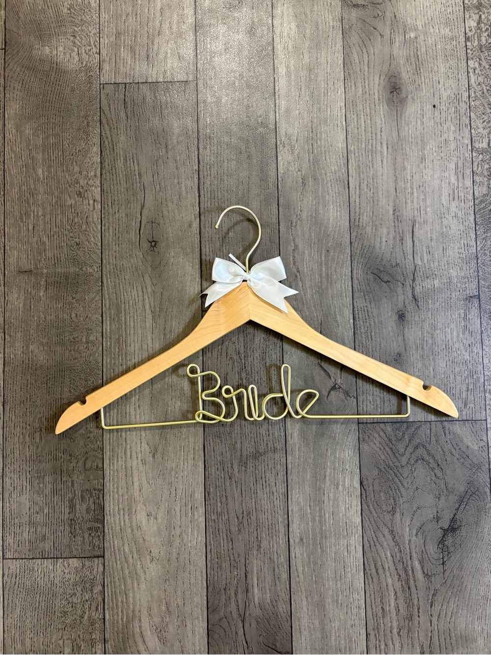 Bride Wooden Hanger with White Bow
